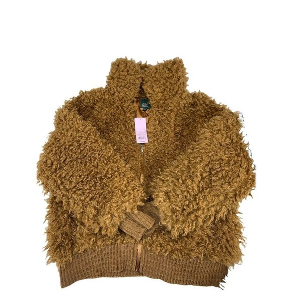 Wild Fable Women’s Long Sleeve Zip-Up Sherpa Jacket, Cognac Brown Size L - Picture 5 of 6